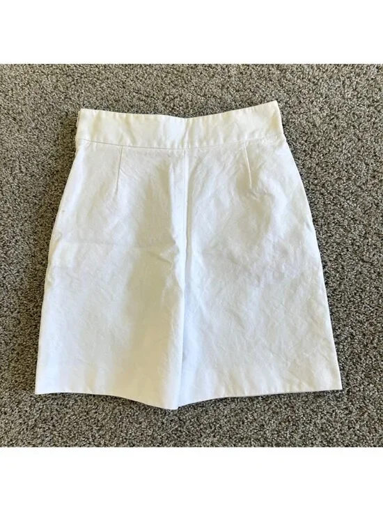 Vintage Yves Saint Laurent Women's Sz Small White High-Waist Cotton Shorts - Picture 3 of 12
